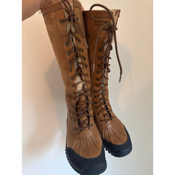 UGG Australia Adirondack XXV Waterproof Tall Lace-Up Snow Boots Chestnut US 8 - Picture 4 of 8